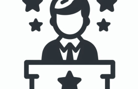 An Image Showing a Businessman on a Stage