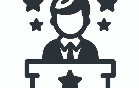 An Image Showing a Businessman on a Stage