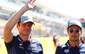Max Verstappen, Alongside Teammate Sergio Perez, Waves to Fans