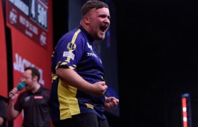 Luke Littler Celebrating a Checkout at the Oche.
