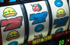 Slot machine showing a jackpot