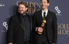 Brady Corbet and Adrien Brody at the 82nd Annual Golden Globe Awards.