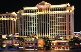 Caesars Palace and shops as seen from the Las Vegas Strip
