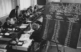 Staff man the telephones at Ladbrokes HQ in 1964.
