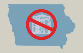Iowa map with casino icon