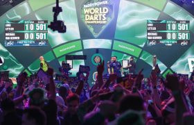 The stage at the 2024/25 PDC World Darts Championship final.