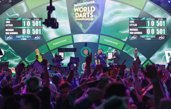 The stage at the 2024/25 PDC World Darts Championship final.