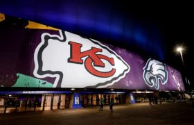 A View from Outside of the Caesars Superdome Before the Super Bowl LIX.