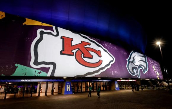 A View from Outside of the Caesars Superdome Before the Super Bowl LIX.