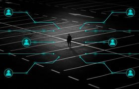 A Person on a Parking Lot with Digital Markers