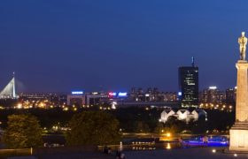 Serbian capital of Belgrade in the evening