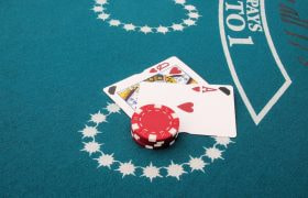 Cards Forming a 21 in a Casino Blackjack Game