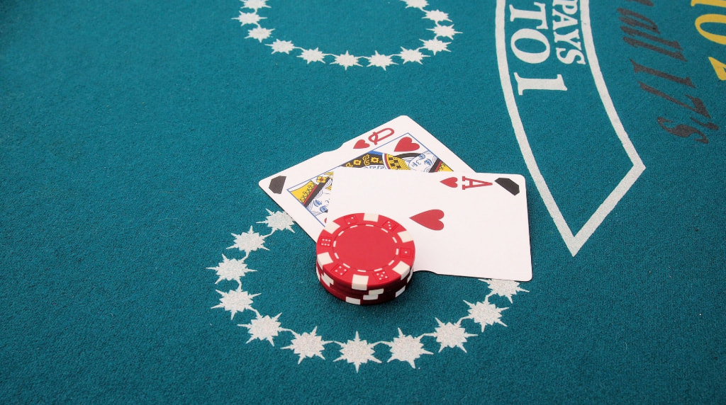 Cards Forming a 21 in a Casino Blackjack Game