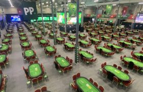 A room full of poker tables at the 2025 Irish Poker Open