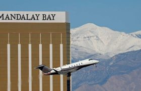 A Flexjet Bombardier Challenger 350 Airplane Leaving Las Vegas