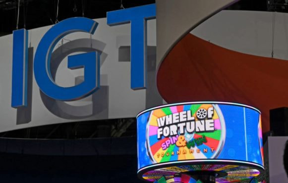 Wheel of Fortune Slot Machine Displayed at the IGT booth during the 2021 Global Gaming Expo.