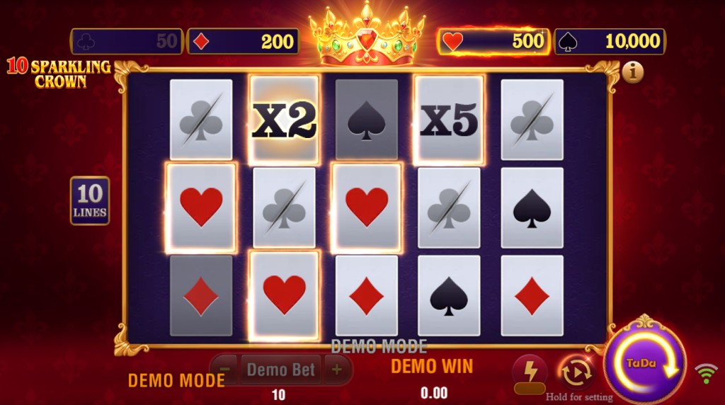 Screenshot of the Jackpot Poker Game of 10 Sparking Crown