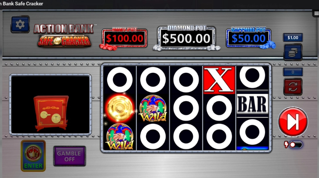 Screenshot from the New Action Bank Safe Cracker Slot by Light and Wonder
