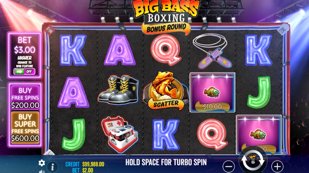 Screenshot from the New Big Bass Boxing Bonus Round by Pragmatic Play Game