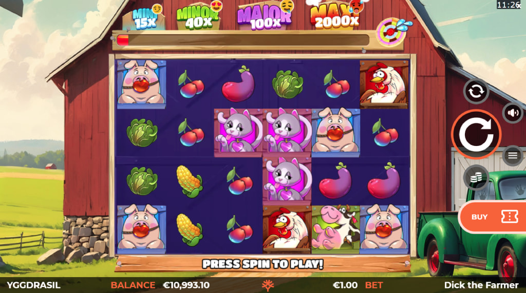 Screenshot from the New Dick the Farmer Slot by Yggdrasil Gaming