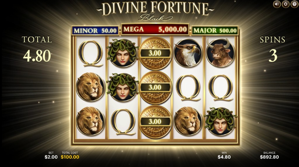 Screenshot of the Divine Spins of Divine Fortune Black