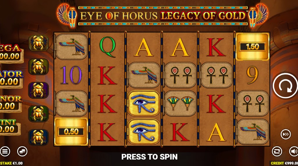 Screenshot from the New Eye of Horus Legacy of Gold Slot by Blueprint Gaming