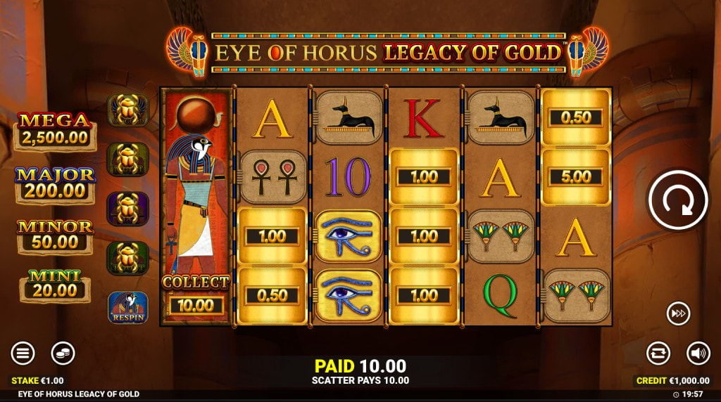 Screenshot From The New Eye of Horus Legacy of Gold Name by Blueprint Gaming Game