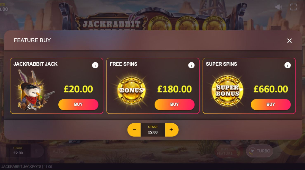 Screenshot of the Feature Buy of Jackrabbit jackpots
