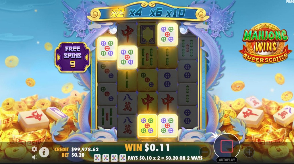 Screenshot of the Free Spins of Mahjong Wins Super Scatter
