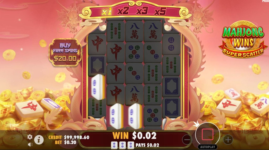 Screenshot of the Tumble Feature of Mahjong Wins Super Scatter