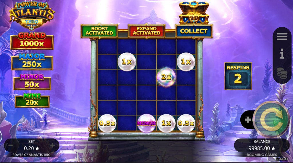 Screenshot From The New Power of Atlantis Trio by Booming Games Game