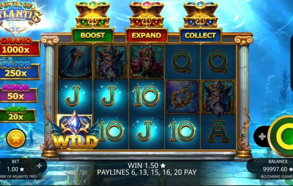 Screenshot from the New Power of Atlantis Trio by Booming Games Game