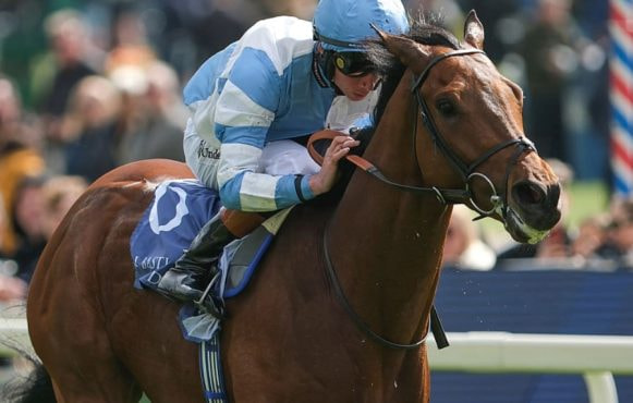 Rossa Ryan riding Pride Of Arras winning the 2025 Dante Stakes at York.