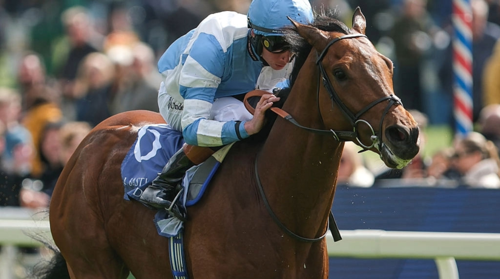 Rossa Ryan riding Pride Of Arras winning the 2025 Dante Stakes at York.