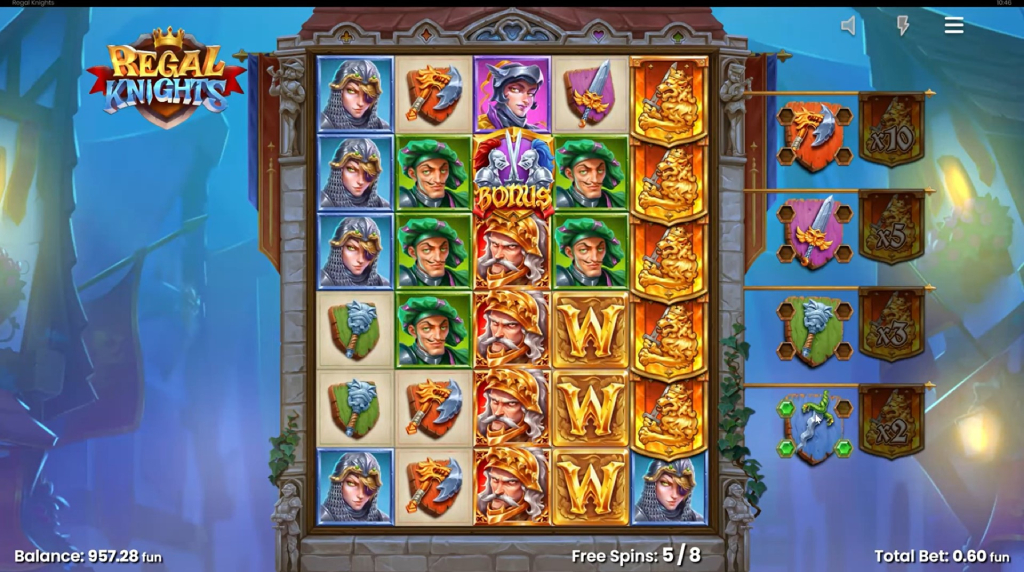 Screenshot of the Free Spins of Regal Knights