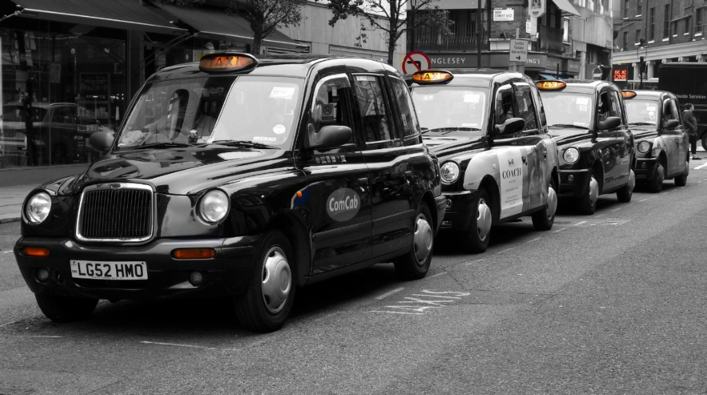 Black Cabs on a London Street