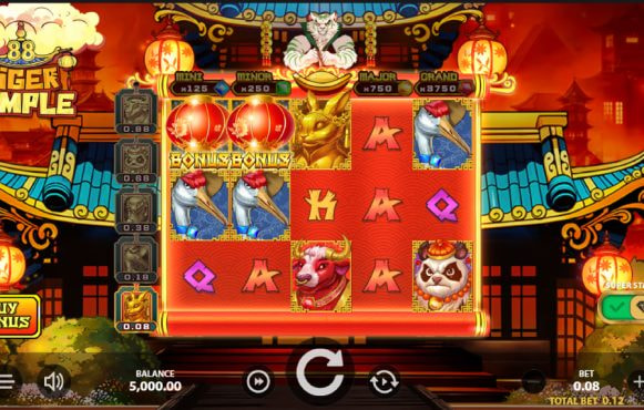 Screenshot from the New Tiger Temple 88 by Stakelogic Game