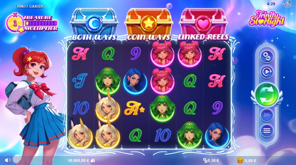 Screenshot from the New Trinity Starlight Slot by Fantasma Games