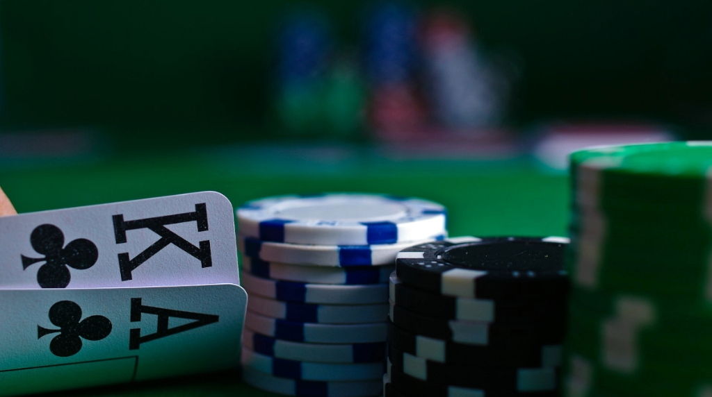 Ace King and Poker Chips Around It