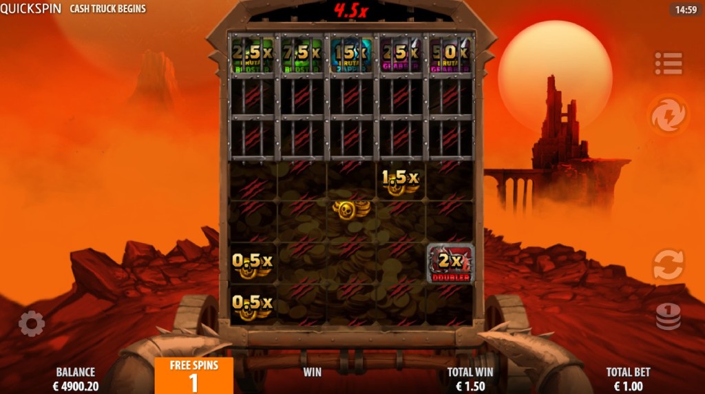 Screenshot of the Bonus Game of Cash Truck Begins