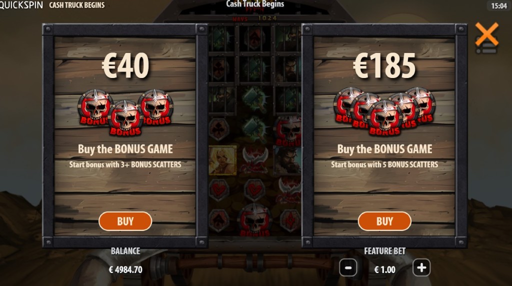 Screenshot of the Buy Feature of Cash Truck Begins