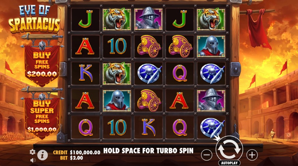 Screenshot from the New Eye of Spartacus Slot by Pragmatic Play