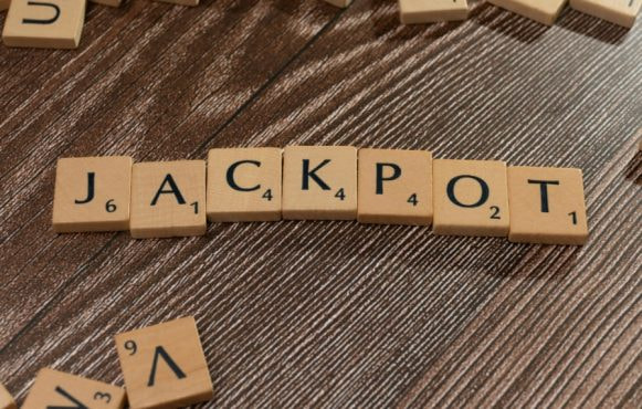 The Word' Jackpot' Written with Scrabble Blocks