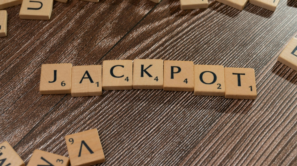 The Word' Jackpot' Written with Scrabble Blocks