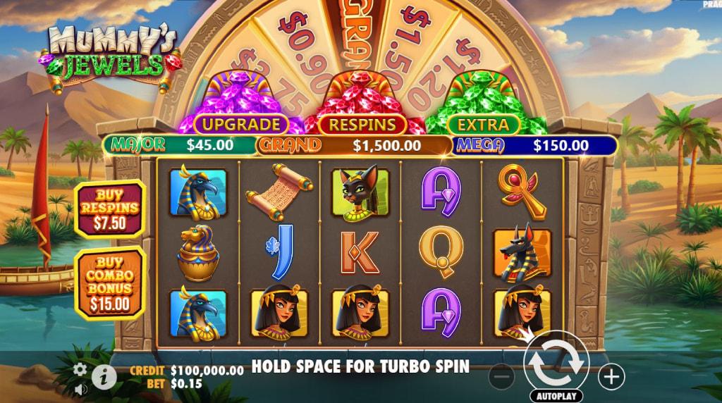 Screenshot from the New Mummy's Jewels by Pragmatic Play Game