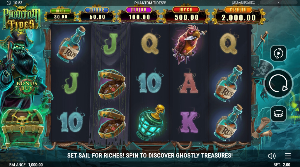Screenshot from the New Phantom Tides Slot by Realistic Games
