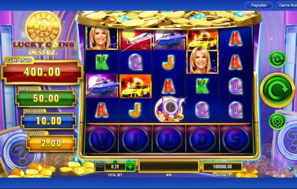 Screenshot from the New Wheel of Fortune Lucky Coins on Stage by IGT