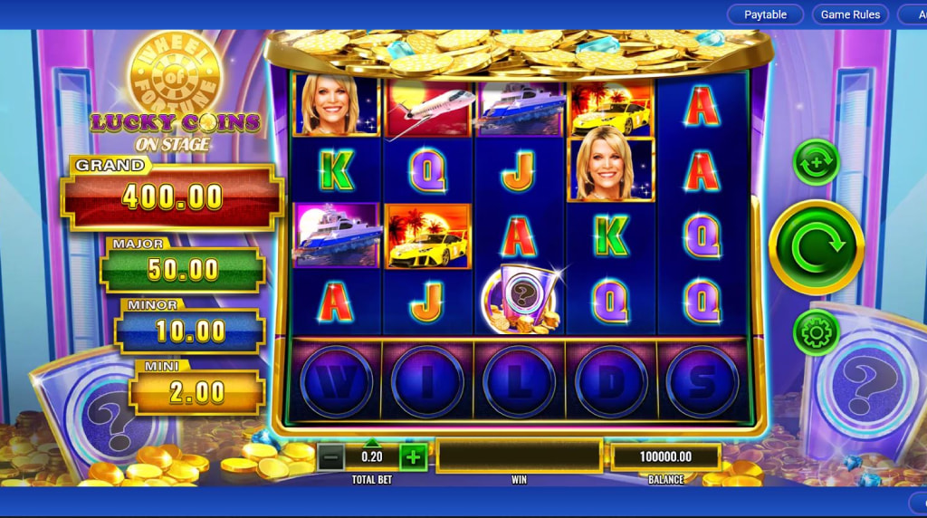 Screenshot from the New Wheel of Fortune Lucky Coins on Stage by IGT