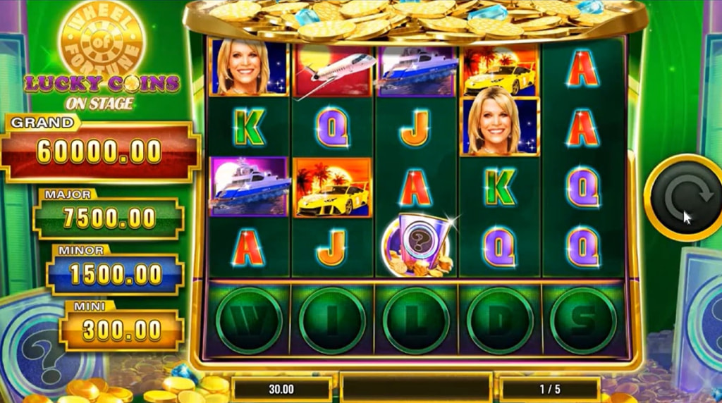 Screenshot of the Free Spins of Wheel of Fortune Lucky Coins on Stage