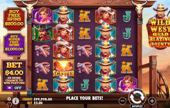 Screenshot from the New Wild West Gold Blazing Bounty Slot by Pragmatic Play